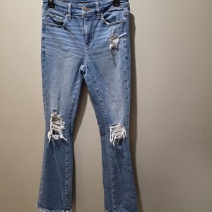 American Eagle Outfitters Light Blue Distressed Boot Cut Jeans